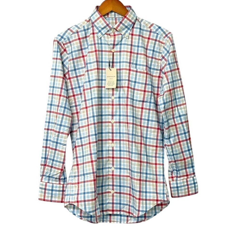 Peter Millar NWT Crown Lite Walker Sport Shirt Cotton Stretch Plaid Check Size S - Picture 9 of 9